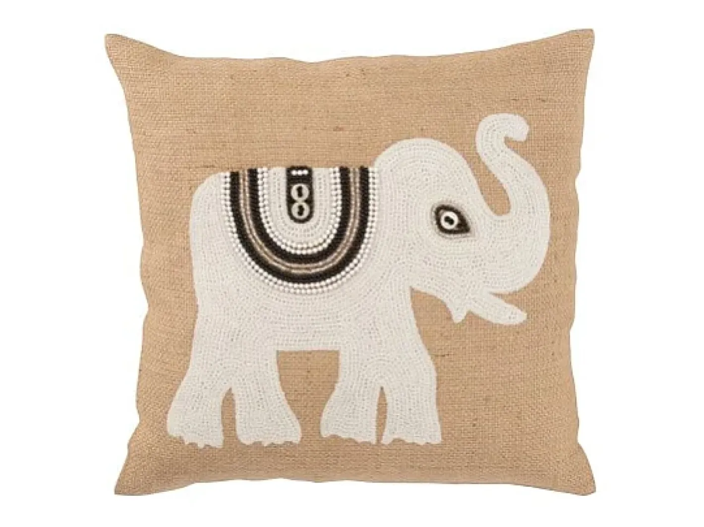 Sale J-Line Cojín con elefante blanco en algodón 45 x 45 x 11 cm Beige