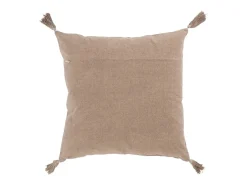 J-Line Cojín con pompones de terciopelo de algodón marrón 43 x 43 cm Marru00f3n