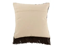 J-Line Ropa De Casa-Cojín cuadrado con borde de flecos en algodón marrón de 45x45cm Marru00f3n