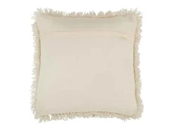 J-Line Ropa De Casa-Cojín cuadrado de algodón y dorado, 47 x 47 cm. Blanco