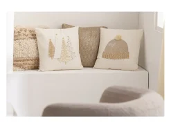 J-Line Cojín cuadrado de algodón 45x45x12 cm Beige