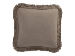 J-Line Ropa De Casa-Cojín cuadrado de flecos algodón topo 45x45 cm Marru00f3n