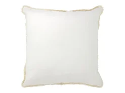 J-Line Cojín cuadrado de tela blanca 45 x 45 x 3,75 cm Blanco Sale