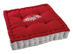 Aubry Gaspard Ropa De Casa-Cojín cuadrado Edelweiss de algodón y lino Multicolor