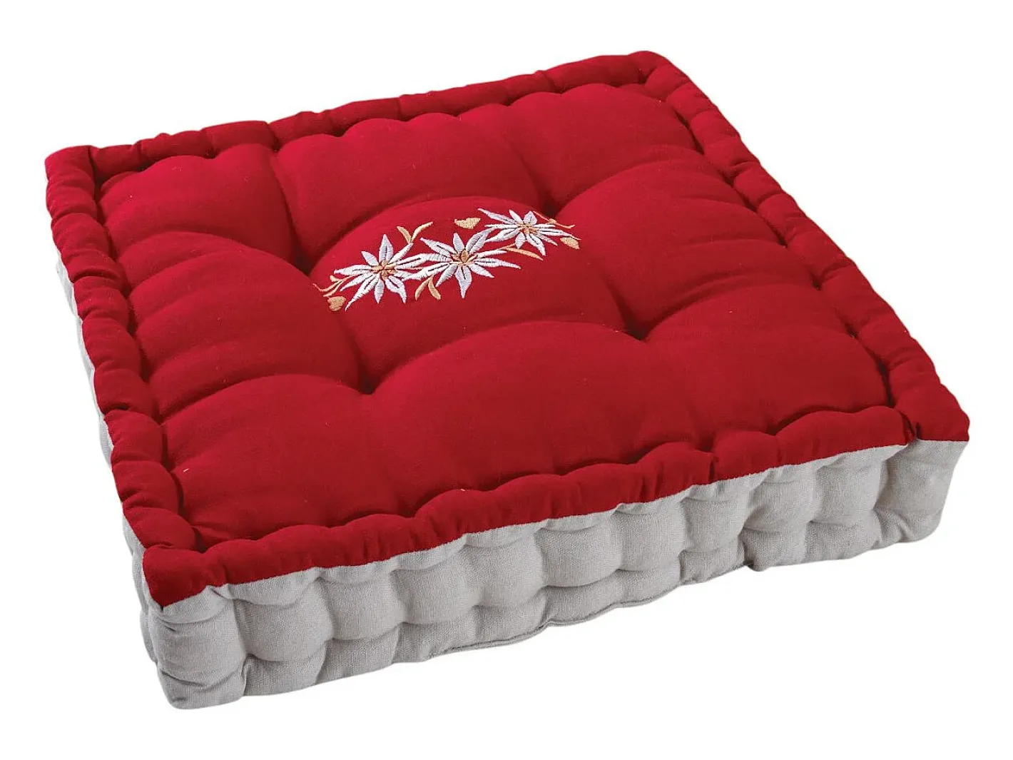 Aubry Gaspard Ropa De Casa-Cojín cuadrado Edelweiss de algodón y lino Multicolor