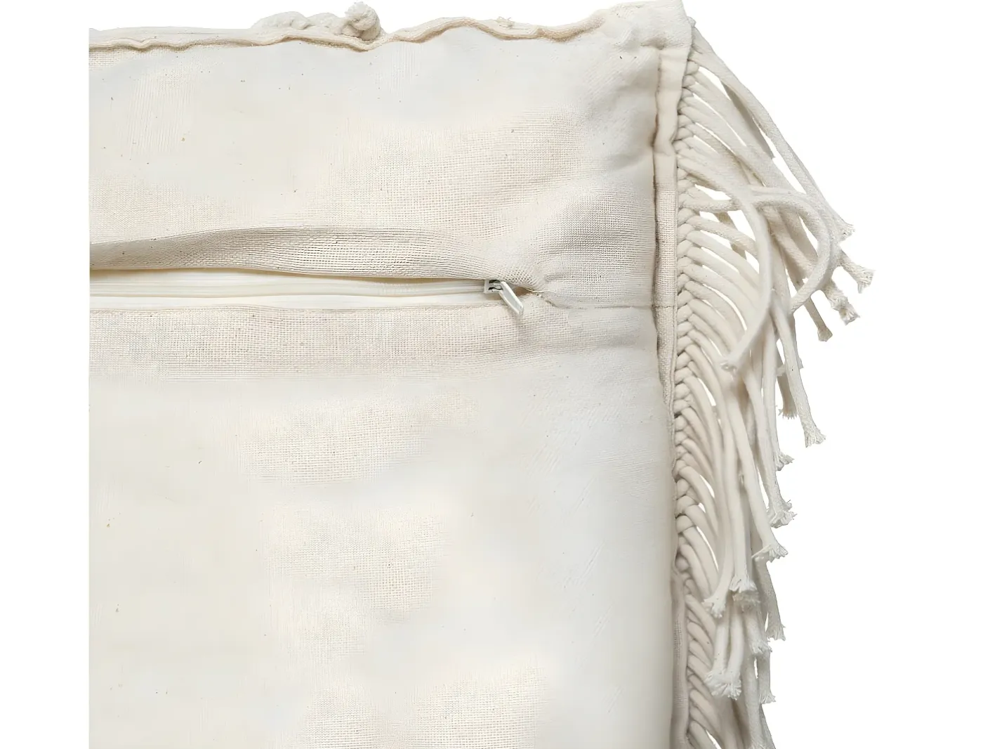 Atmosphera Ropa De Casa-Cojín de macramé con flecos Marfil