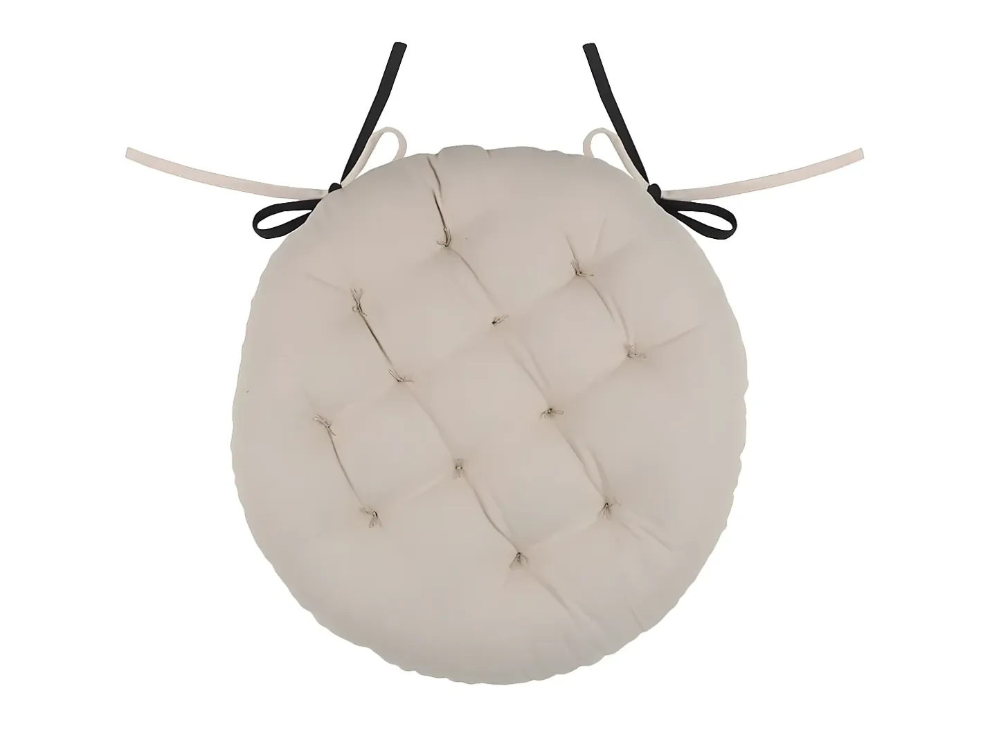 Cojín de silla redondo y bicolor 38 x 38 cm Negro / Beige Outlet