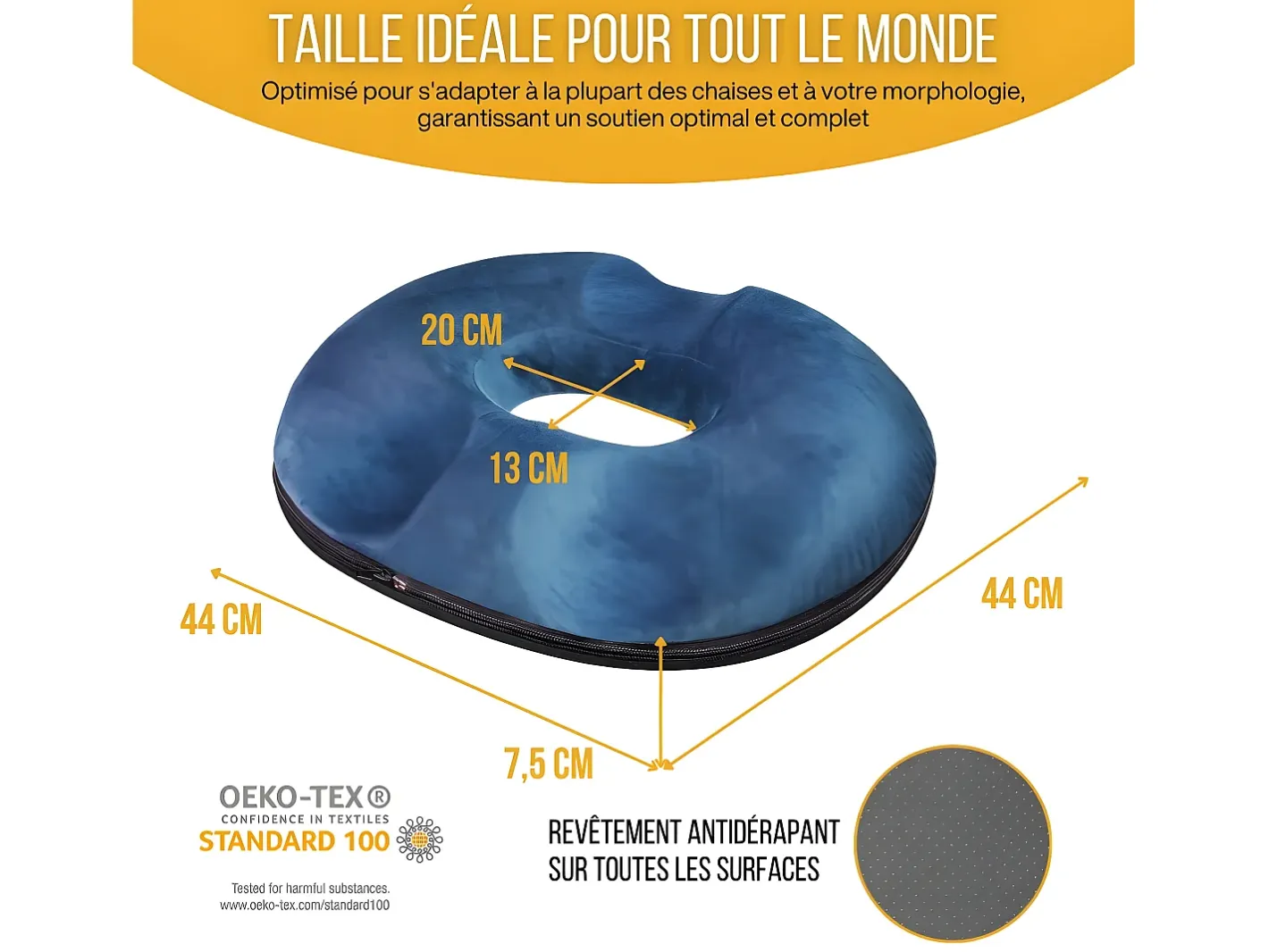 Hot Inphysio Cojín Donut para el Cóccix 44x44x7,5 COJÍN COCCIX Azul