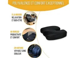 Inphysio Cojín Ergonómico en Forma de U para el Cóccix - 45x35x7 - COJÍN GLÚTEO Negro Online