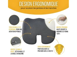 Inphysio Cojín Ergonómico en Forma de U para el Cóccix - 45x35x7 - COJÍN GLÚTEO Negro Online