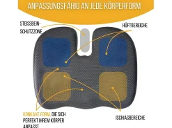 Inphysio Cojín Ergonómico en Forma de U para el Cóccix - 45x35x7 - COJÍN GLÚTEO Negro Online