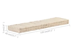 Clearance Clicnbuy Cojín para palés algodón 120x40x7 cm Beige
