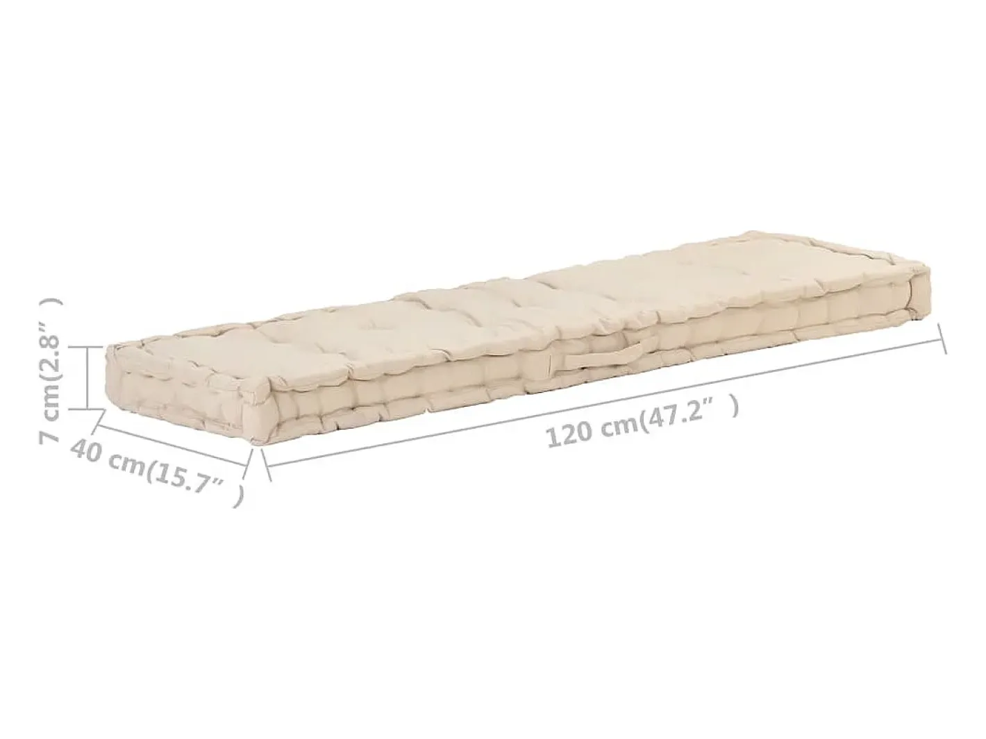 Clearance Clicnbuy Cojín para palés algodón 120x40x7 cm Beige