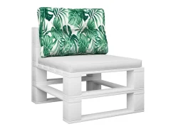 Clearance Clicnbuy Cojín para palés tela estampado de hojas 60x40x12 cm Verde