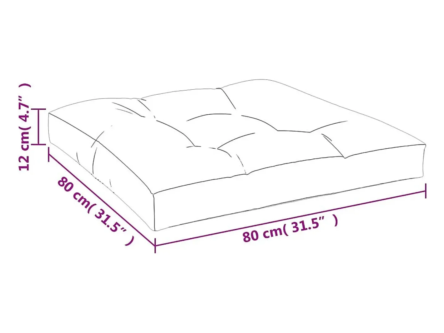 Clicnbuy Ropa De Casa-Cojín para sofá de palets de tela 80x80x12 cm Gris