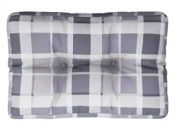Clicnbuy Ropa De Casa-Cojín para sofá sofá de palets tela a cuadros 60x40x12 cm Gris