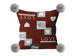 Soleil d'ocre Ropa De Casa-Cojín polar de microfibra 45x45 cm LOVE , por Rojo