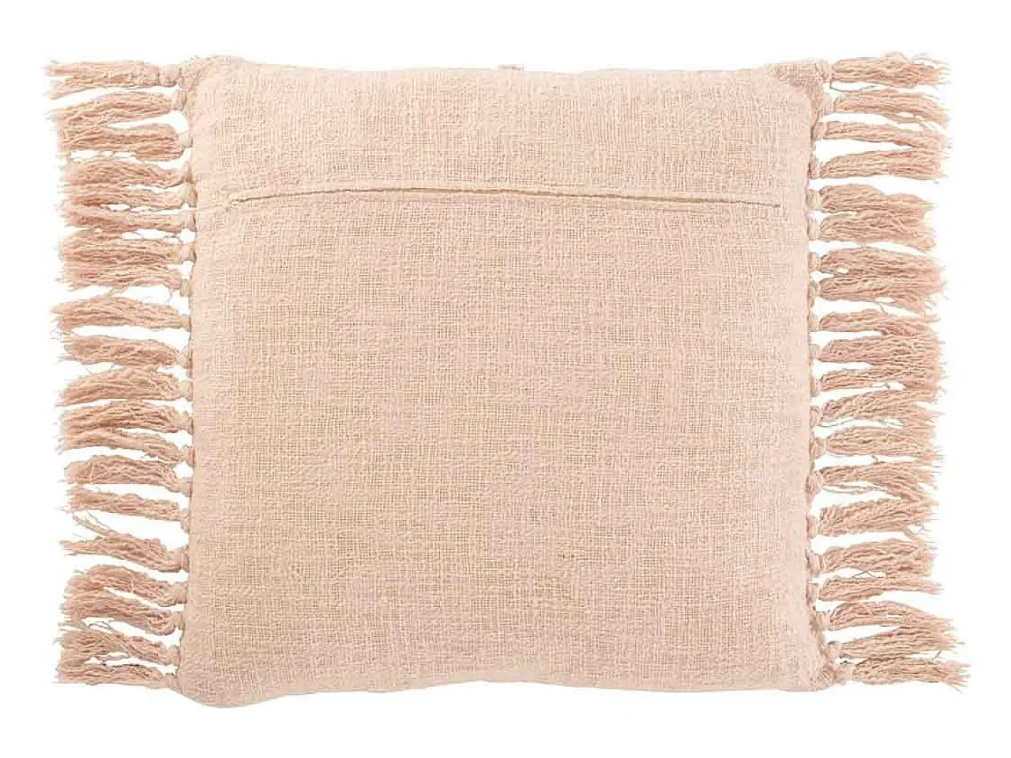 Best J-Line Cojín rectangular con borlas de algodón poliéster de 70x52cm Rosa