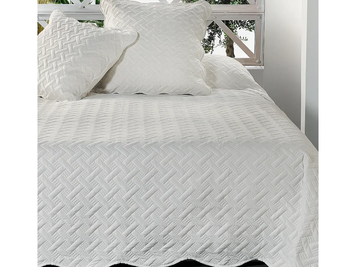 Ropa De Cama-Colcha con formas geométricas cosidas 250 x 260 cm Marfil