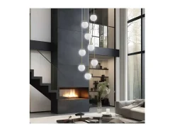 Outlet Colgante 8 luces modelo Portile acabado latón/, 55cm(alto) 55cm(ancho) 36cm(fondo) Blanco