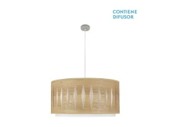 Hot AKUNADECOR Colgante Alexandra Niquel/madera Clara Regulable Plateado