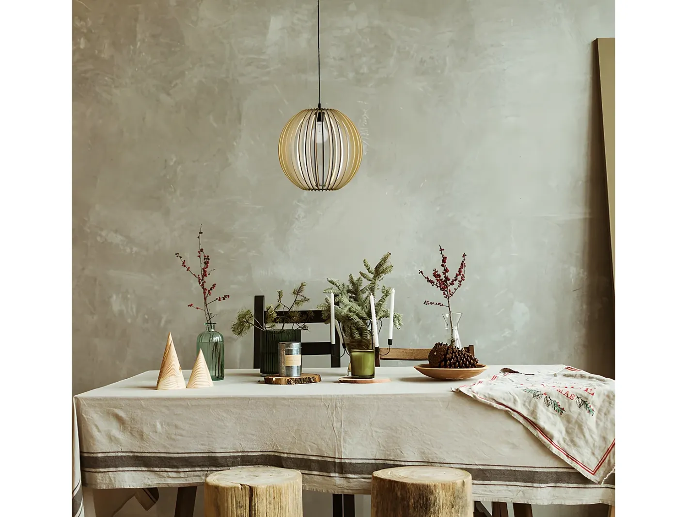 AKUNADECOR Lámpara Suspendida-Colgante Bola Modelo Bubinga Natural Beige