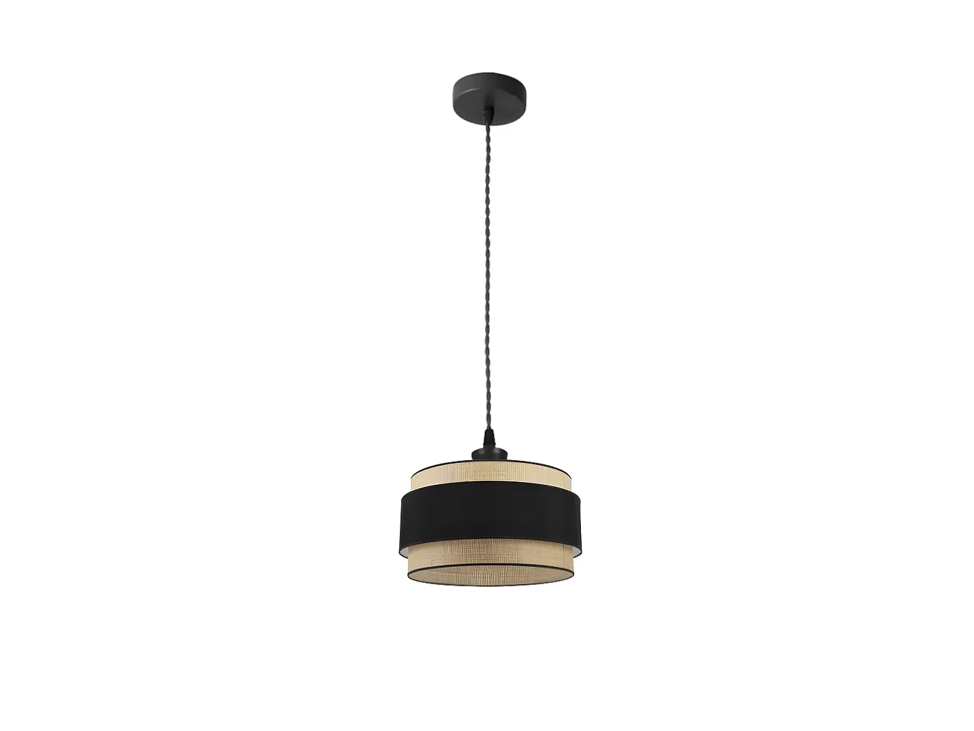 AKUNADECOR Lámpara Suspendida-Colgante Cilindrico Modelo Kandy Natural/ Negro