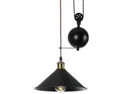 AKUNADECOR Lámpara Suspendida-Colgante Con Polea Modelo Triguero 1 Luz Negro