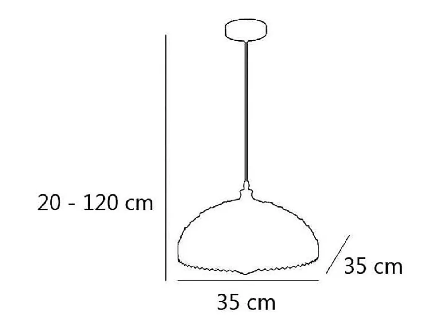 Lámpara Suspendida-Colgante de 35 cm modelo Cala acabado 20/120 cm(alto)35 cm(ancho)35 cm(largo). Blanco