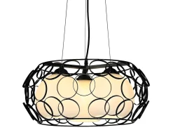 AKUNADECOR Colgante Grande De 3 Luces Modelo Peregrino Con Tulipas Esfericas Negro Best