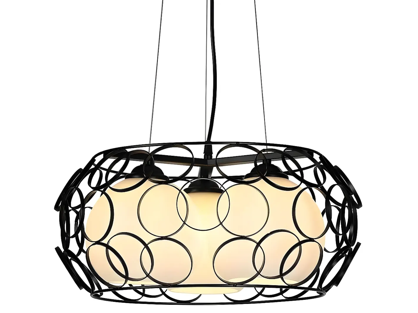 AKUNADECOR Colgante Grande De 3 Luces Modelo Peregrino Con Tulipas Esfericas Negro Best