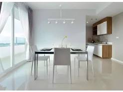 AKUNADECOR Colgante Lineal De Cuatro Luces Beethoven /plata Blanco Sale