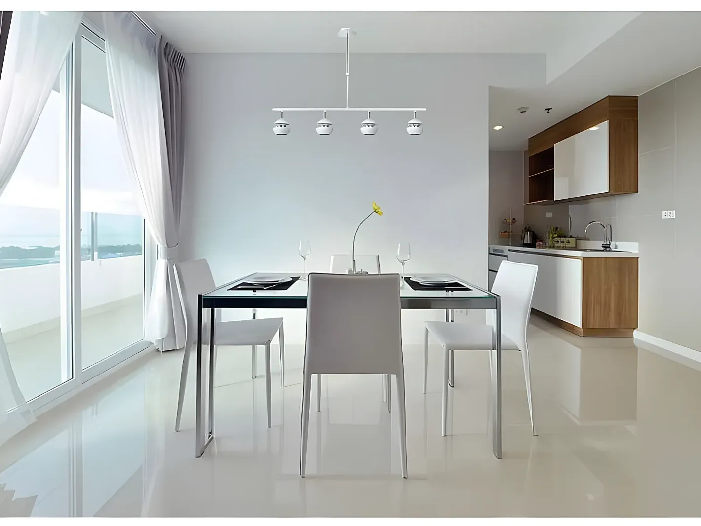 AKUNADECOR Colgante Lineal De Cuatro Luces Beethoven /plata Blanco Sale