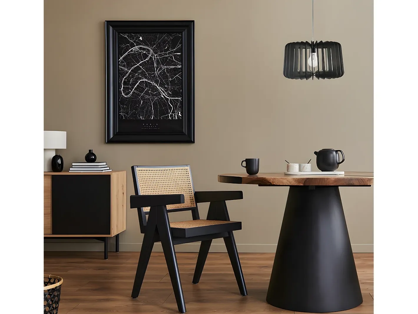 AKUNADECOR Colgante Madera Marron Modelo Ebano 1 Luz Marru00f3n