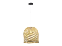 Lámpara Suspendida-Colgante modelo Florian acabado rattan 47cm(alto) 29.5 cm(ancho) 29.5 cm(fondo. Marru00f3n