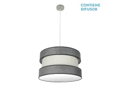 Hot AKUNADECOR Colgante Niquel/gris-beis Modelo Home 2luces Regulable Plateado
