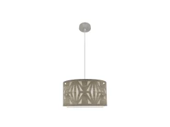AKUNADECOR Lámpara Suspendida-Colgante Niquel/madera Gris Modelo Katerina 1xe27 Regulable Plateado