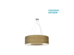 AKUNADECOR Lámpara Suspendida-Colgante Pequeño Modelo Haiti 4 Luces Cromo/madera Clara Plateado