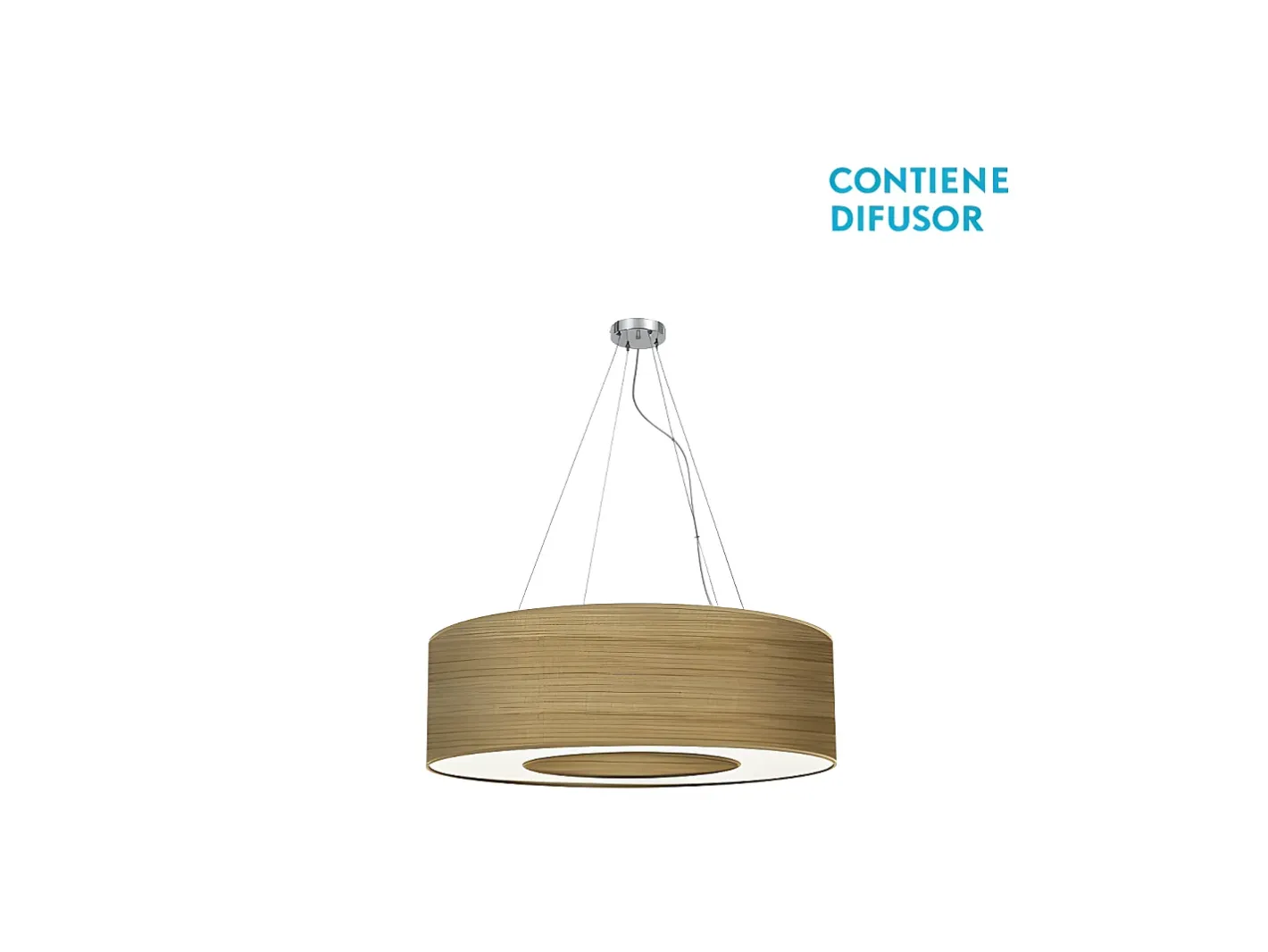 AKUNADECOR Lámpara Suspendida-Colgante Pequeño Modelo Haiti 4 Luces Cromo/madera Clara Plateado