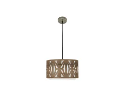 AKUNADECOR Lámpara Suspendida-Colgante Regulable Modelo Katerina 1xe27 Cuero/madera Oscura Dorado