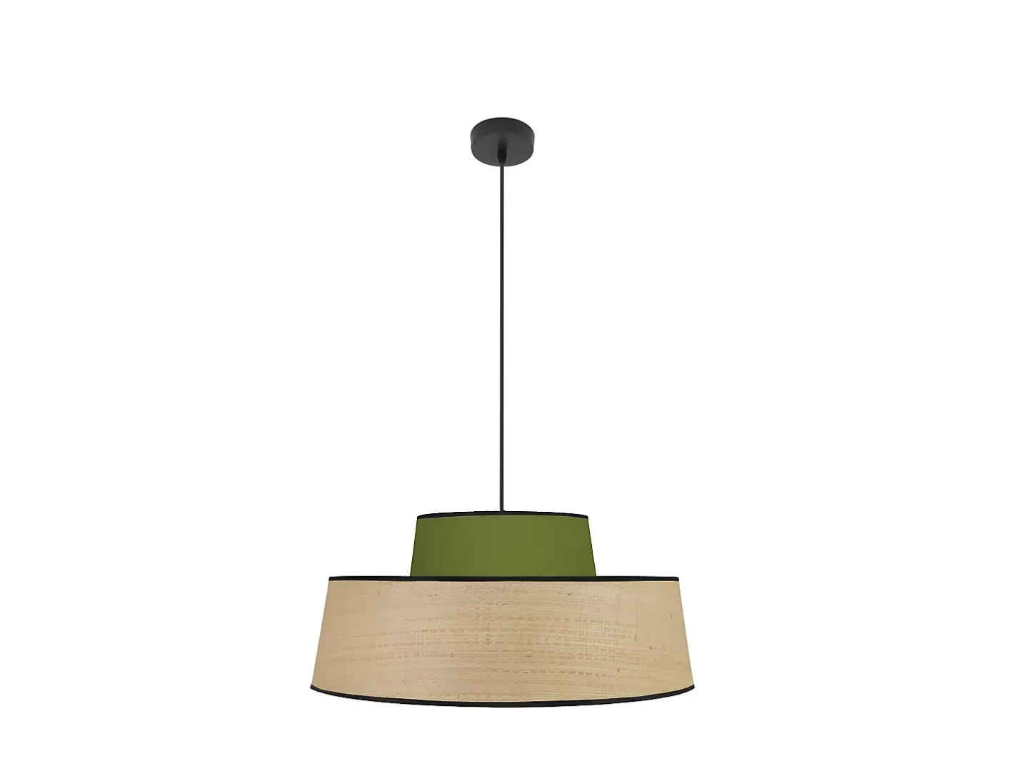 AKUNADECOR Lámpara Suspendida-Colgante Verde/natural Modelo Jia 1luz Negro