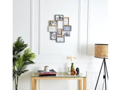 The Home Deco Factory Marco Para Fotos-Collage de fotos en madera y blanco 10 x 15 cm Familia 10 fotos Beige