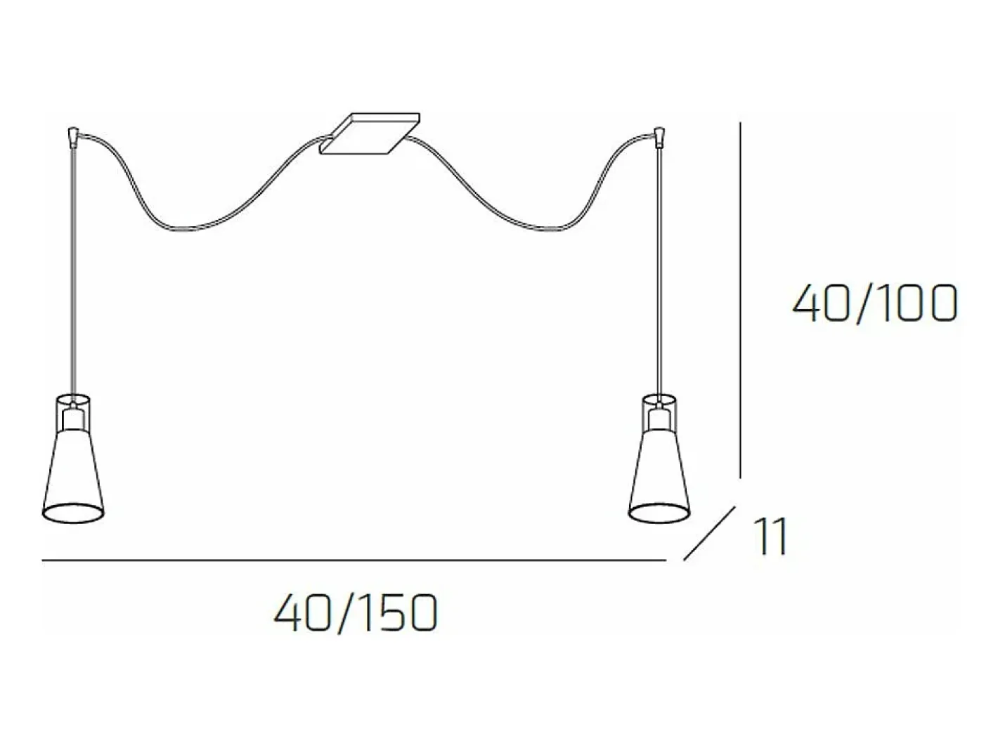 Outlet Cone Sospensione 2 Luci Spostabili Blanco