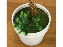 Planta Artificial-Conjunto de 2 bojs artificiales en maceta, resistentes a los rayos UV, de plástico y acero, color (28x28x60cm) Verde