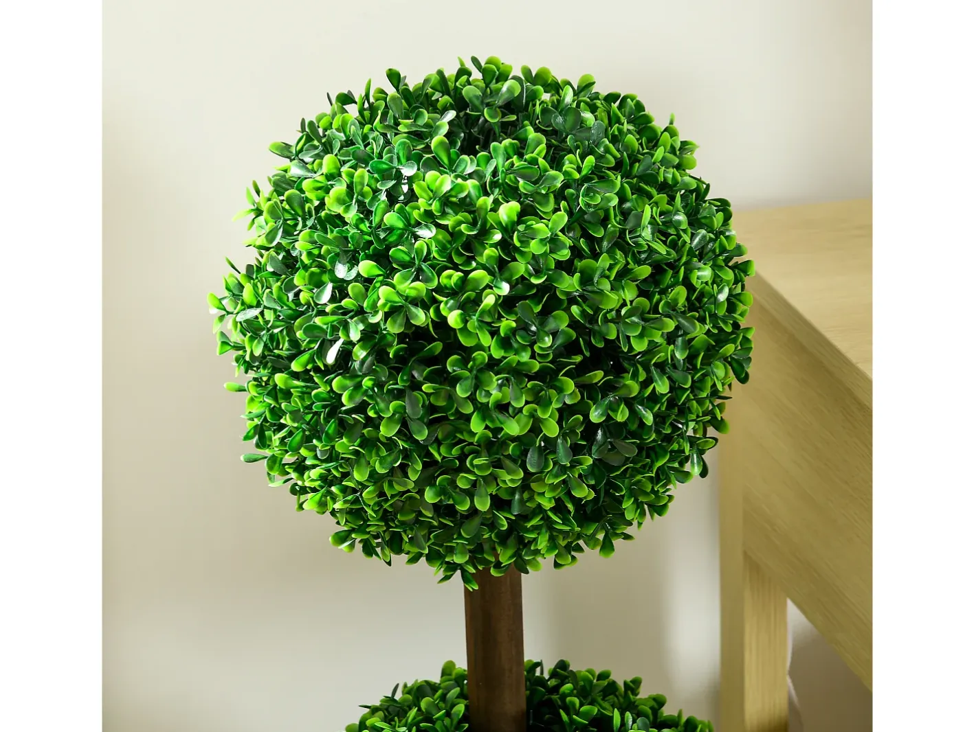 Online Conjunto de 2 bojs artificiales con doble bola, planta decorativa resistente a los rayos UV para uso interior y exterior, (18x18x90 cm) Verde