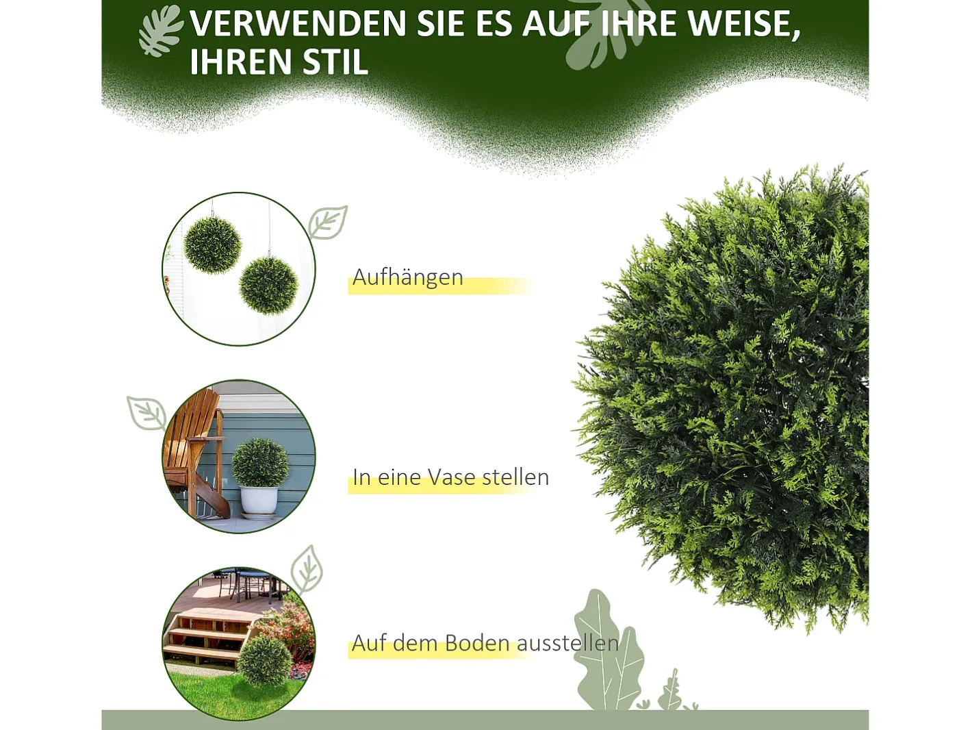 Discount Conjunto de 2 cedros artificiales decorativos, de plástico, color , resistentes a los rayos UV, fáciles de montar (45x45x45cm) Verde