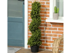Planta Artificial-Conjunto de 2 eucaliptos artificiales en espiral, plástico resistente, color (17,5 x 17,5 x 90 cm) Verde