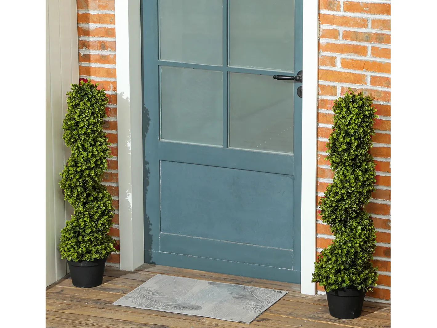Planta Artificial-Conjunto de 2 eucaliptos artificiales en espiral, plástico resistente, color (17,5 x 17,5 x 90 cm) Verde