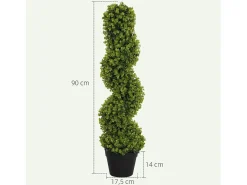 Planta Artificial-Conjunto de 2 eucaliptos artificiales en espiral, plástico resistente, color (17,5 x 17,5 x 90 cm) Verde