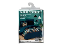 Douceur d'intérieur Conjunto de edredón Alianor Hojas exóticas 240 x 220 cm Azul Hot
